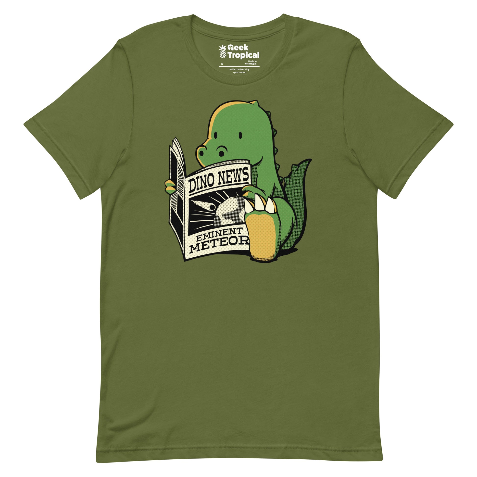 Dinosaur Meteor Jurassic News T-Shirt Geek Nerd Advertise to Meta Book Prints Design by Tobe Fonseca