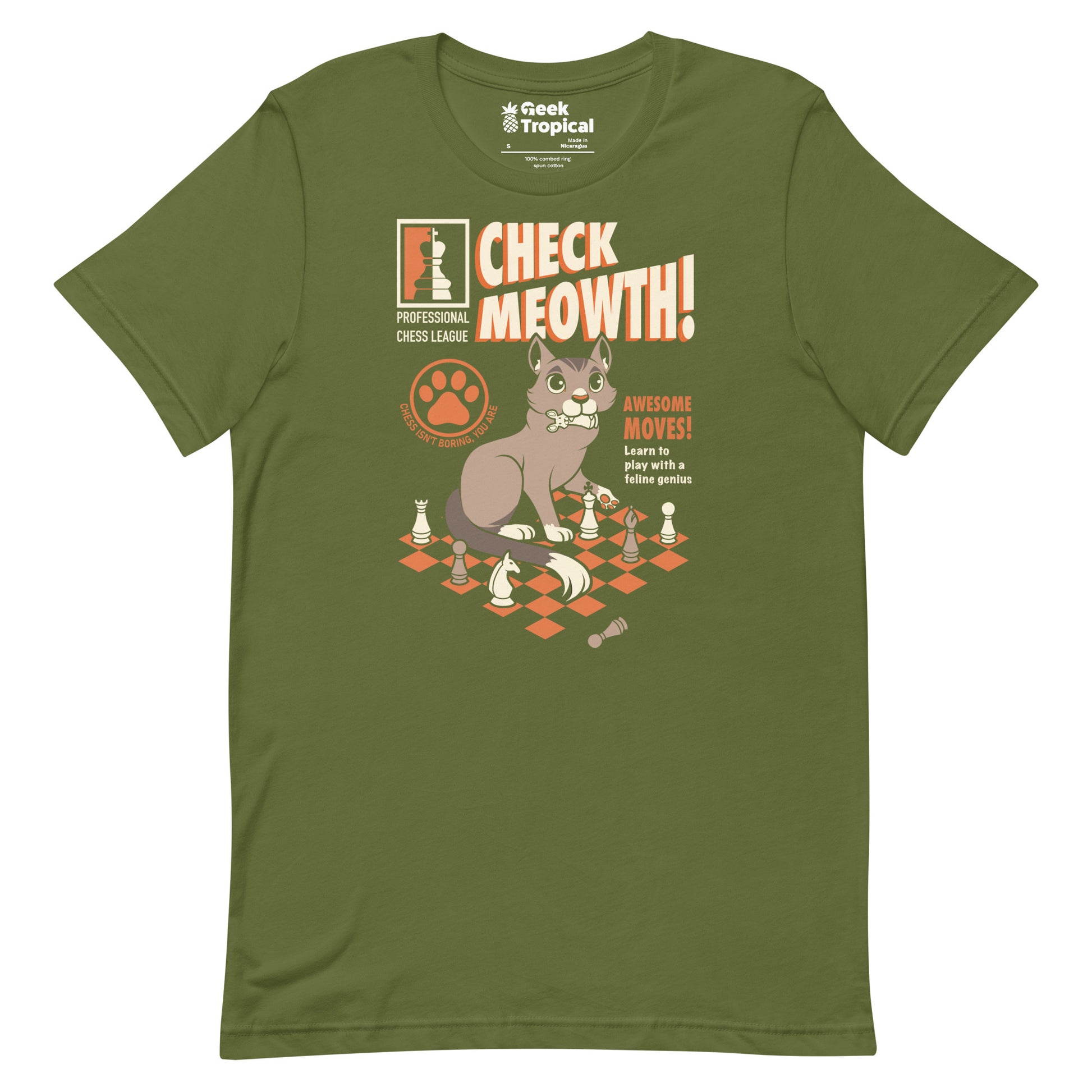Check Cat Chess T-Shirt Geek Nerd Advertise to Meta Animal Patterns board game print