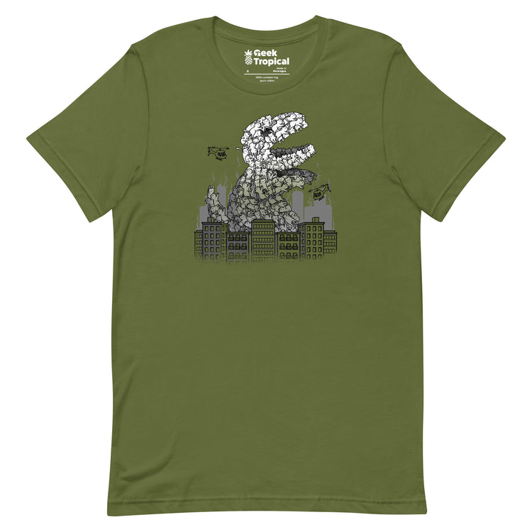 Catzilla T-Shirt Geek Nerd Advertise to Meta Animal Patterns Anime