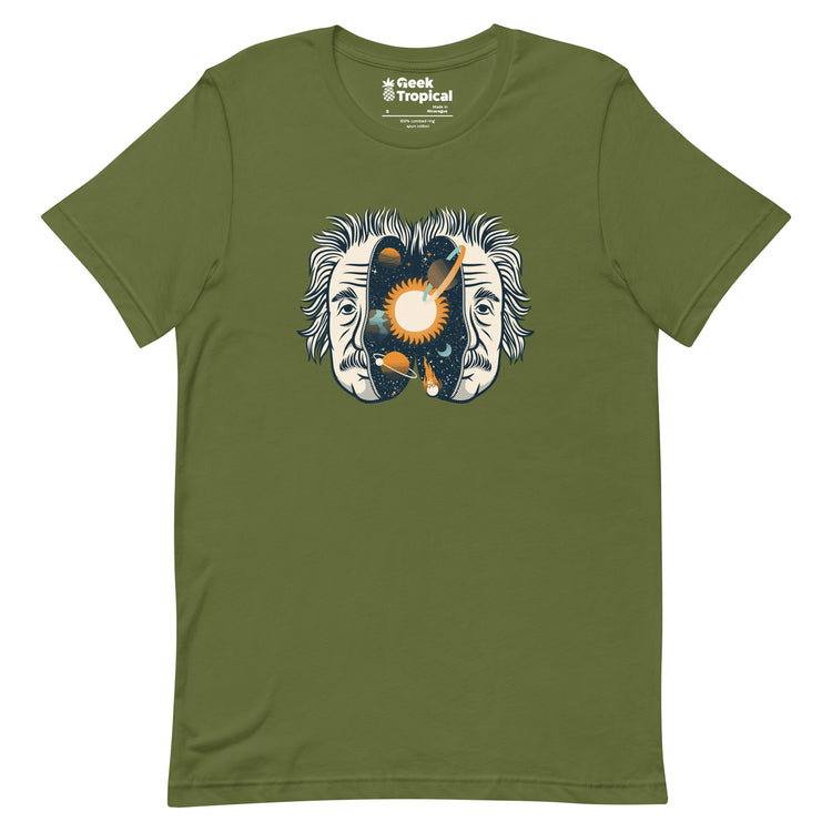 Albert Einstein Head Universe Physics T-Shirt Geek Nerd Advertise to Meta Design by Tobe Fonseca FLOW DESC WRITING
