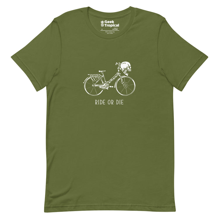 Ride or Die Skeleton Bike T-Shirt Geek Nerd Advertise to Meta Design by Tobe Fonseca Fantasy Prints