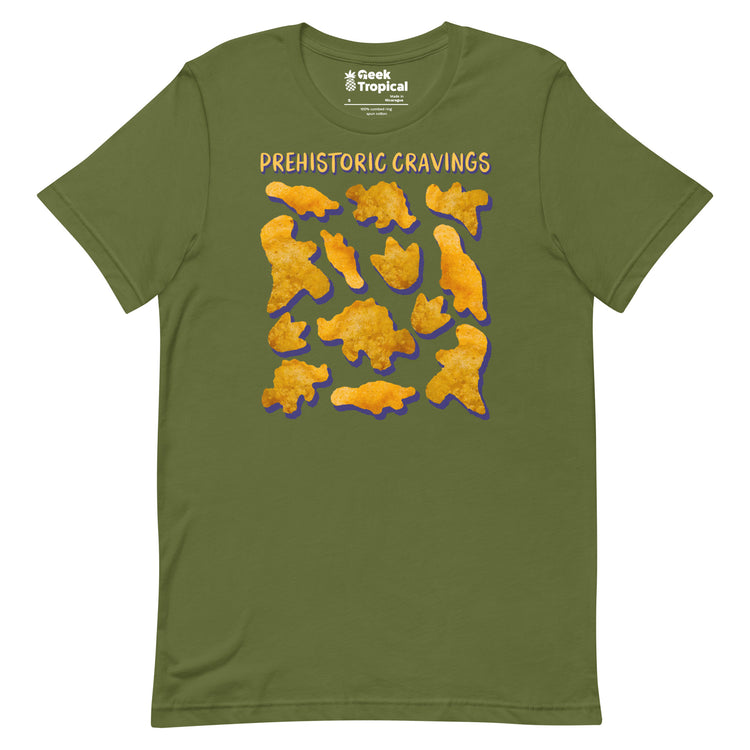 Prehistoric Cravings Dinosaur Chicken Nuggets T-Shirt Geek Nerd Advertise to Meta Design by Random Galaxy dinosaur print