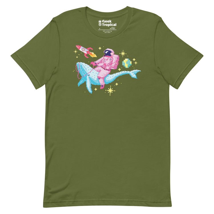 Astronaut Riding Space Whale T-Shirt Geek Nerd Advertise to Meta Elle Fantasy Prints