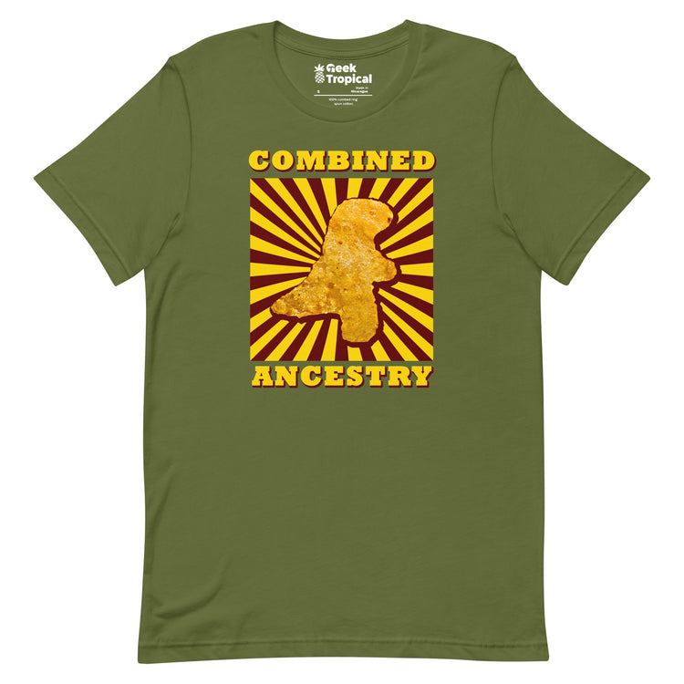 Combined Ancestry Dinosaur Nuggets T-Shirt Geek Nerd Advertise to Meta Animal Patterns Design by Random Galaxy