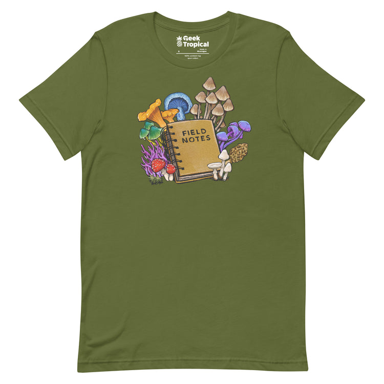 Mushroom Field Notes T-Shirt Geek Nerd Advertise to Meta Botany Print Elle