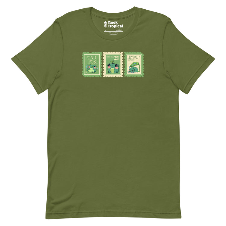 Raining Frogs Stamps T-Shirt Geek Nerd Advertise to Meta Animal Patterns Design by Ardi Tong