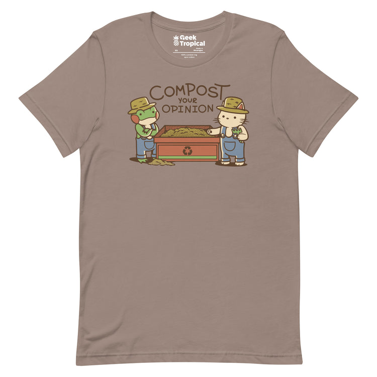 Compost Your Opinion! Frog and Cat T-Shirt Geek Nerd Advertise to Meta Animal Patterns Botany Print