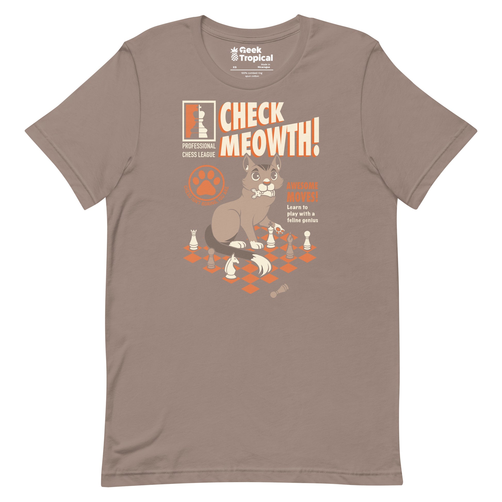 Check Cat Chess T-Shirt Geek Nerd Advertise to Meta Animal Patterns board game print