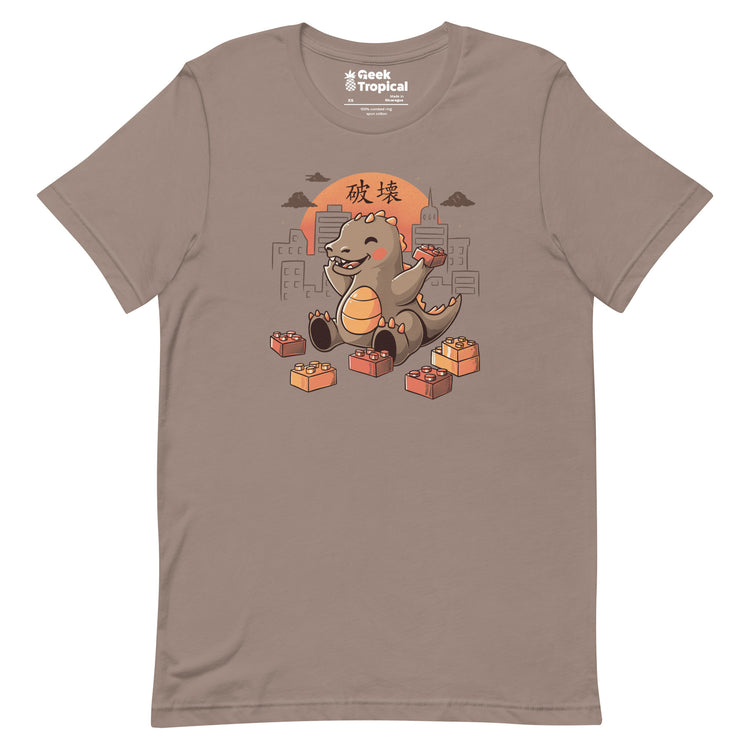 Baby Godzilla Japanese Vintage Destroying City T-shirt Geek Nerd Advertise to Meta Anime Design by Tobe Fonseca