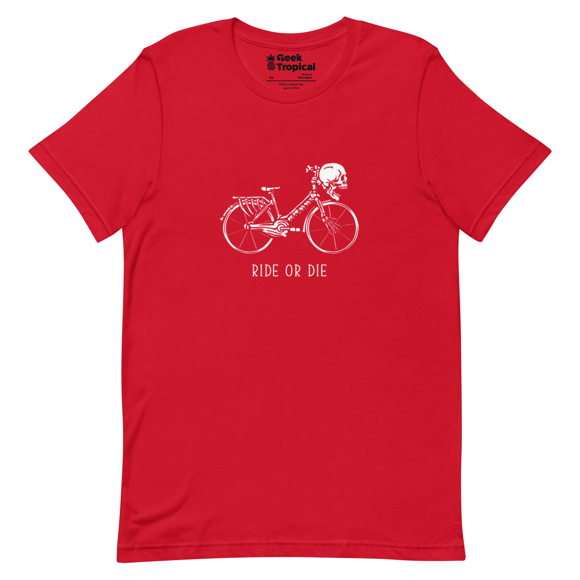 Ride or Die Skeleton Bike T-Shirt Geek Nerd Design by Tobe Fonseca FLOW DESC WRITING Funny Prints