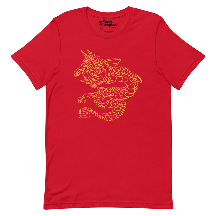 Chinese Golden Dragon T-Shirt Geek Nerd Design by Tobe Fonseca Fantasy Prints FLOW DESC WRITING