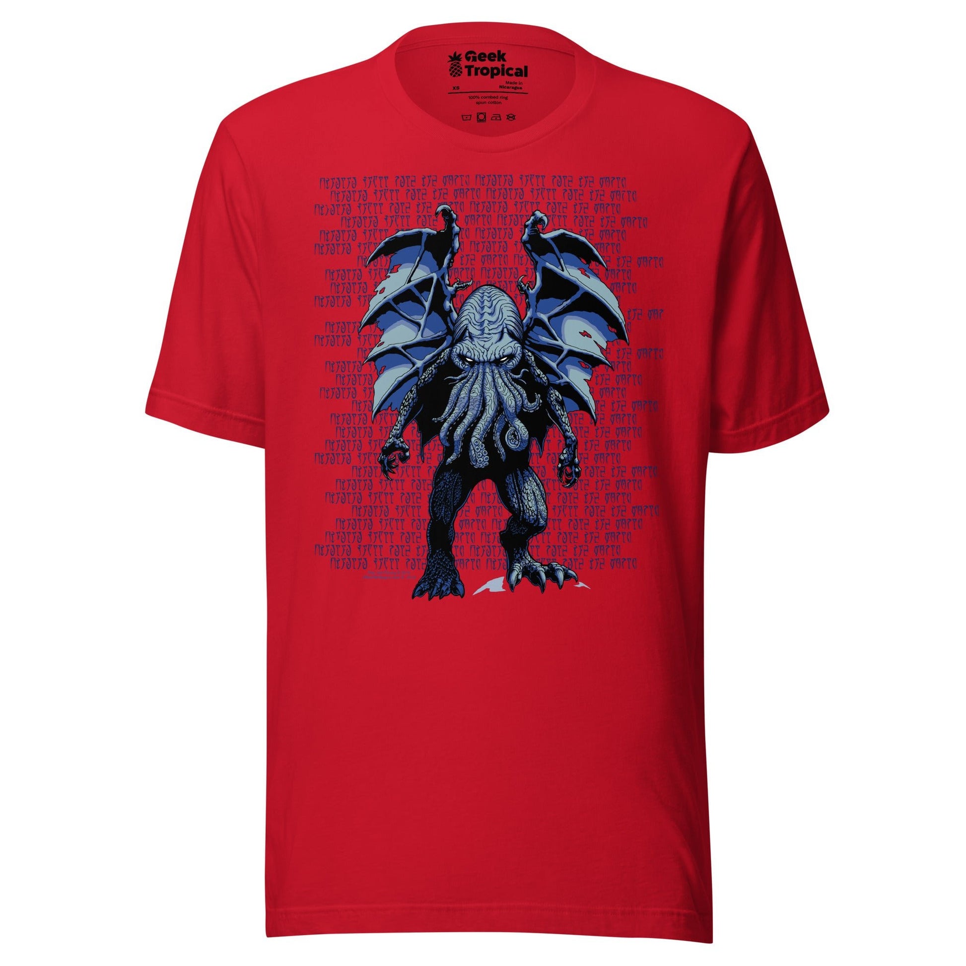 Blue Cthulhu T-Shirt Geek Nerd Advertise to Meta Fantasy Prints FLOW DESC WRITING