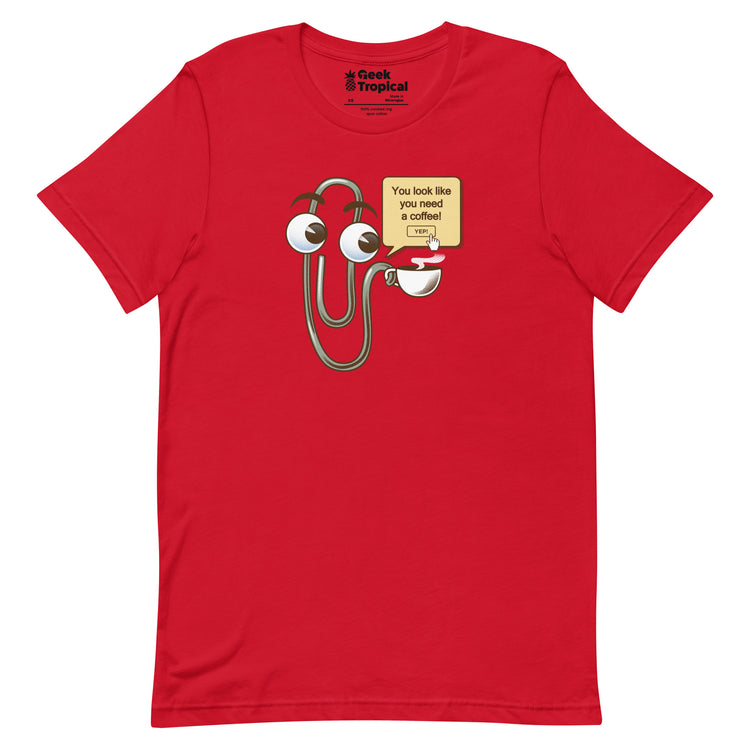 You Look Like You Need a Coffee T-Shirt Geek Nerd Advertise to Meta computer print Design by Tobe Fonseca