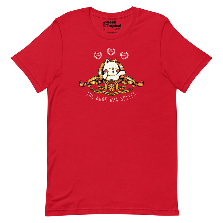 The Book Was Better Cat T-Shirt Geek Nerd Advertise to Meta Animal Patterns Book Prints