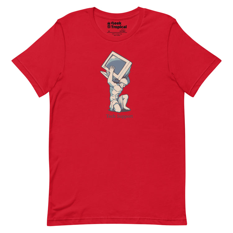 Tech Support Atlas Computer Salmon T-Shirt Geek Nerd Advertise to Meta computer print Design by Tobe Fonseca