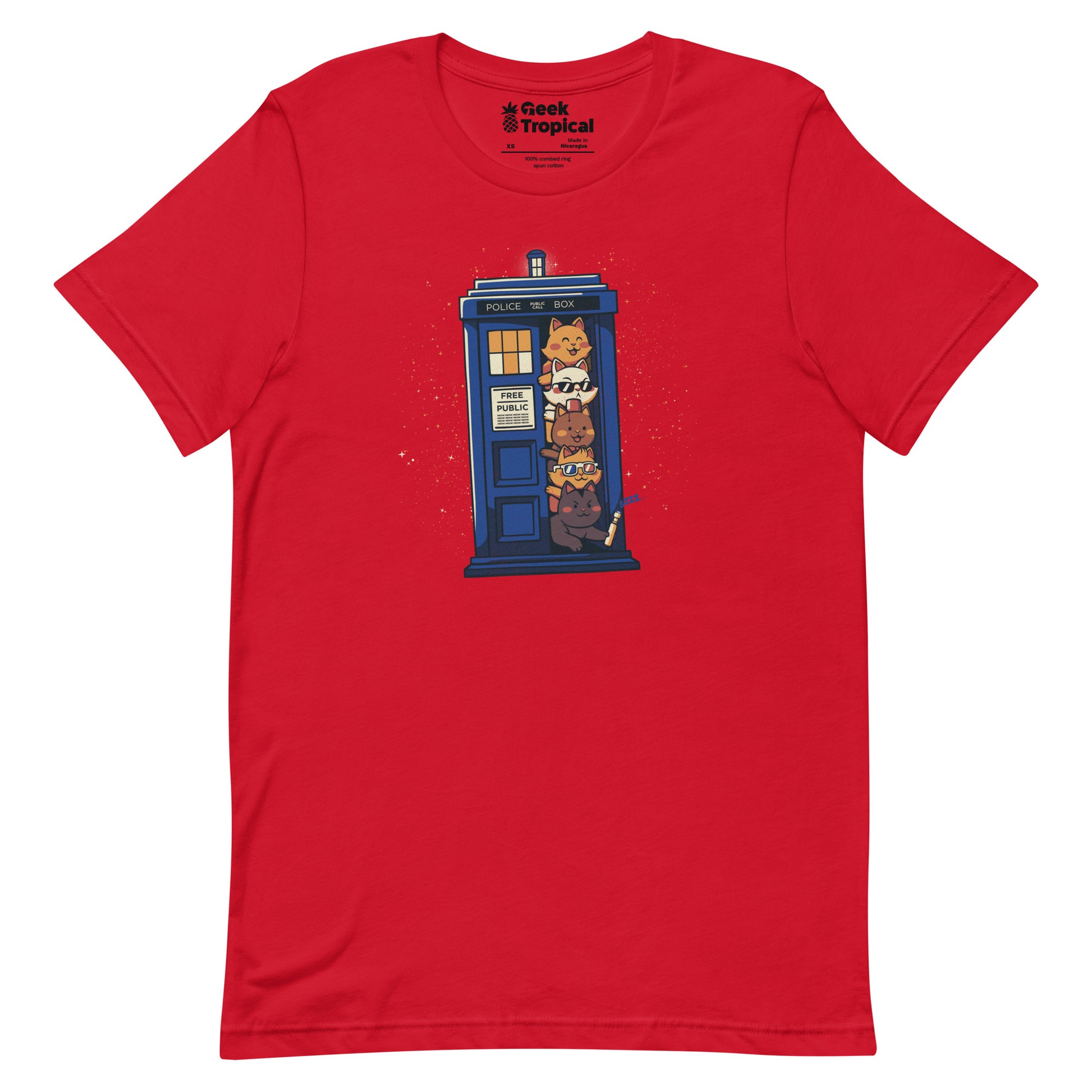 Tardis Cats T-Shirt Geek Nerd Advertise to Meta Animal Patterns Design by Tobe Fonseca