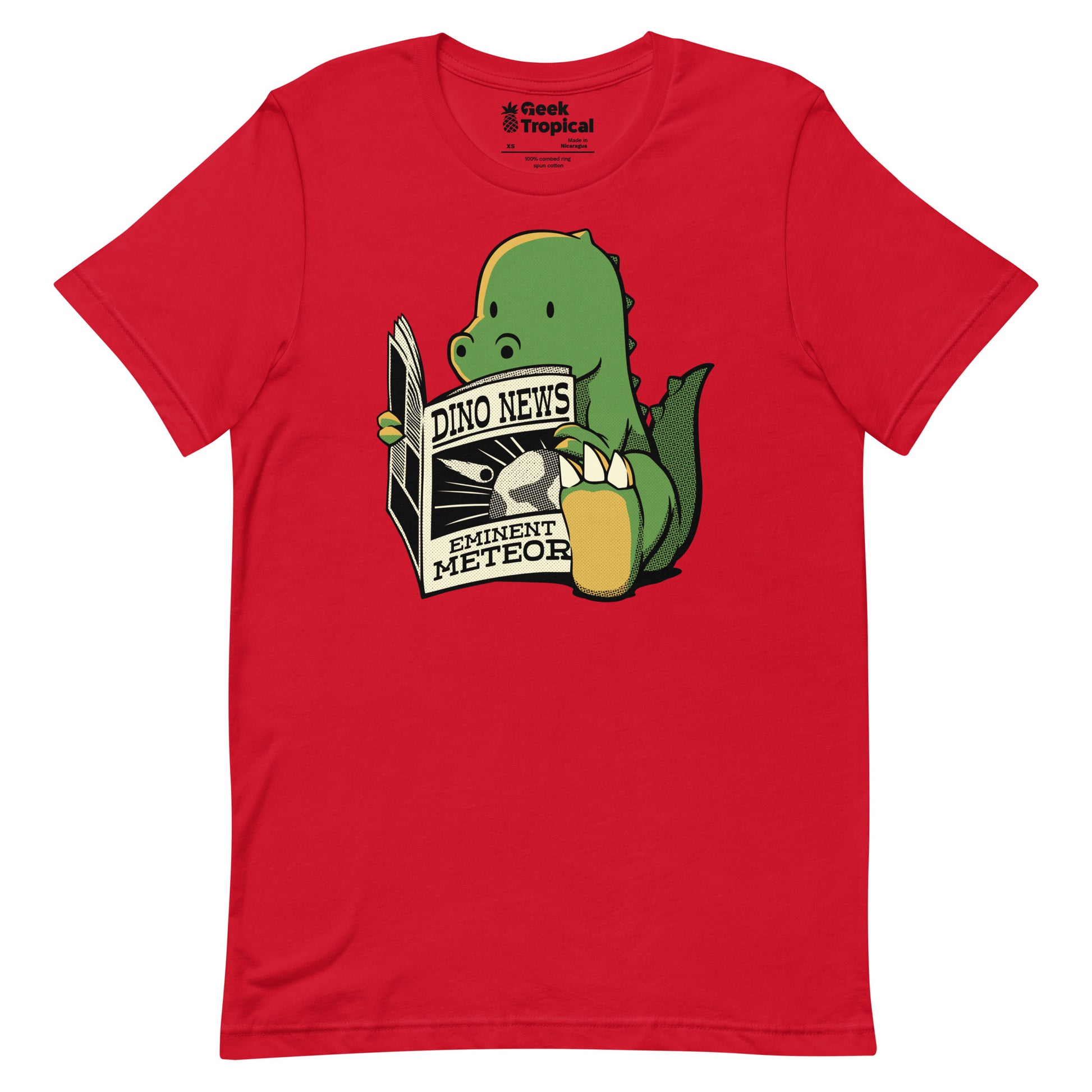 Dinosaur Meteor Jurassic News T-Shirt Geek Nerd Advertise to Meta Book Prints Design by Tobe Fonseca