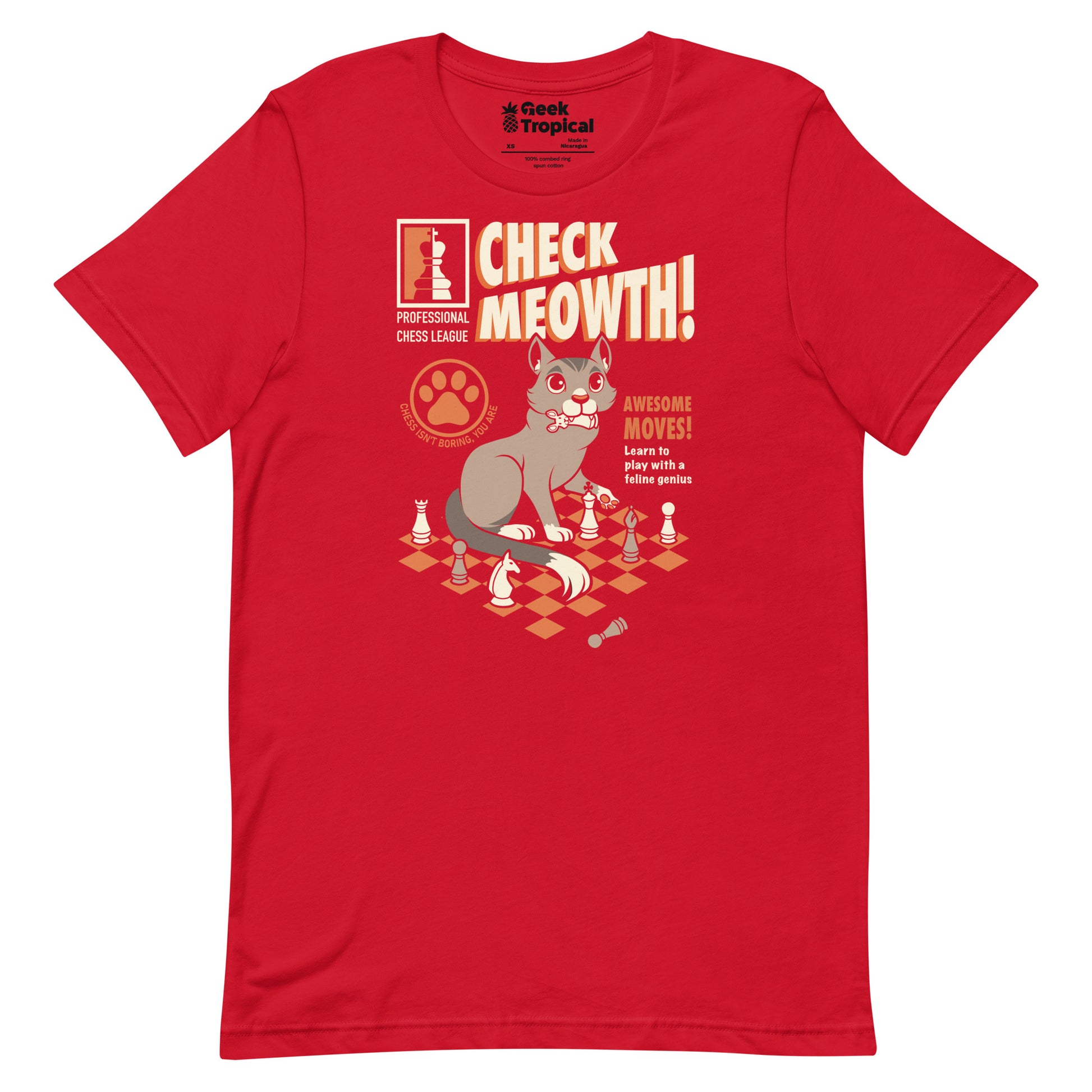 Check Cat Chess T-Shirt Geek Nerd Advertise to Meta Animal Patterns board game print