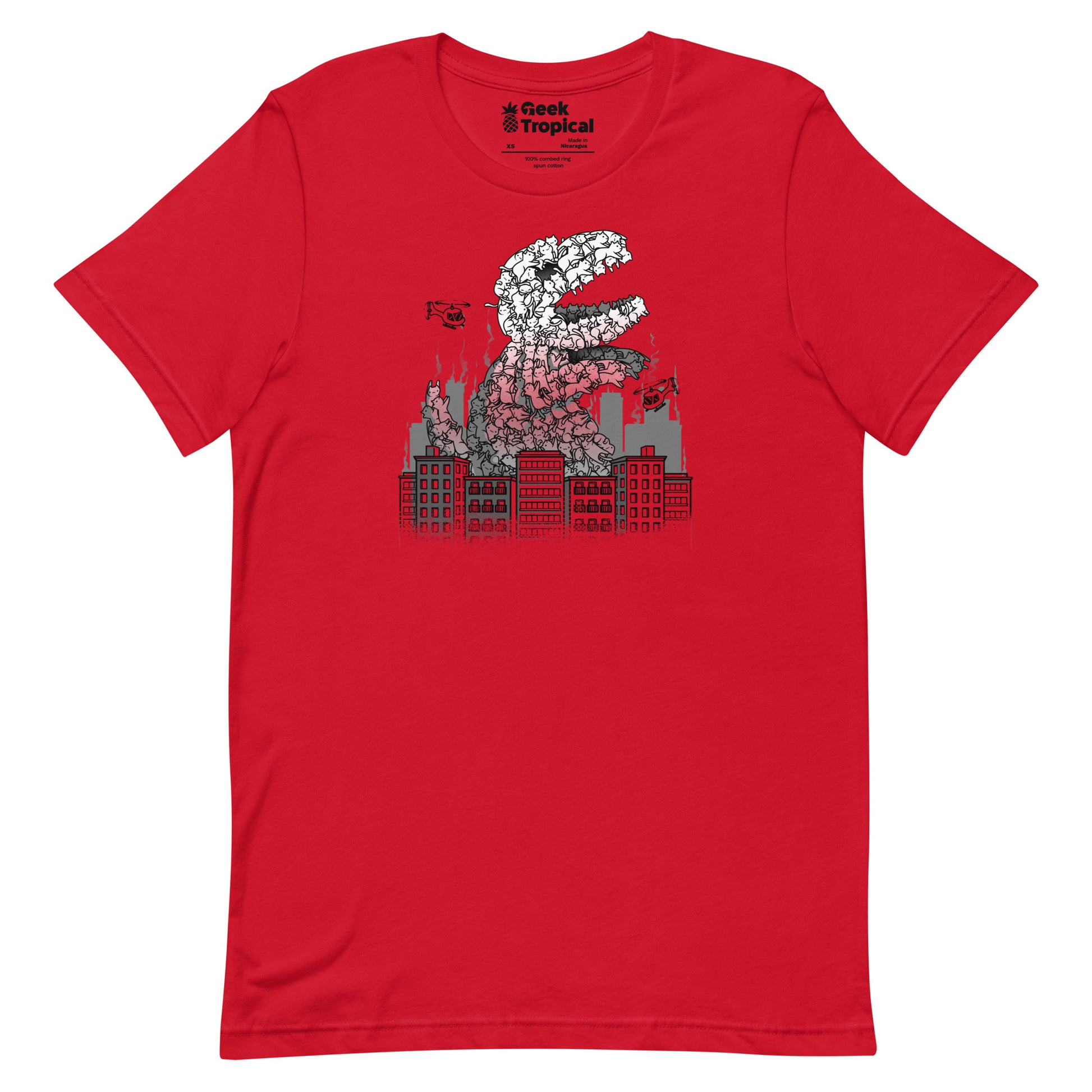 Catzilla T-Shirt Geek Nerd Advertise to Meta Animal Patterns Anime