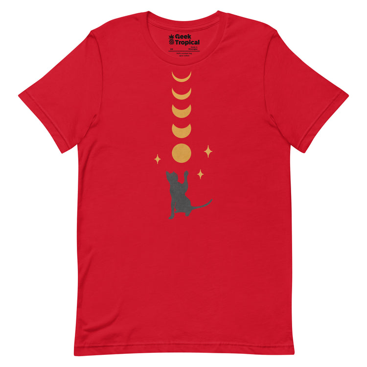 Cat And Moon 2 T-Shirt Geek Nerd Advertise to Meta Animal Patterns Design by Episodic Drawing