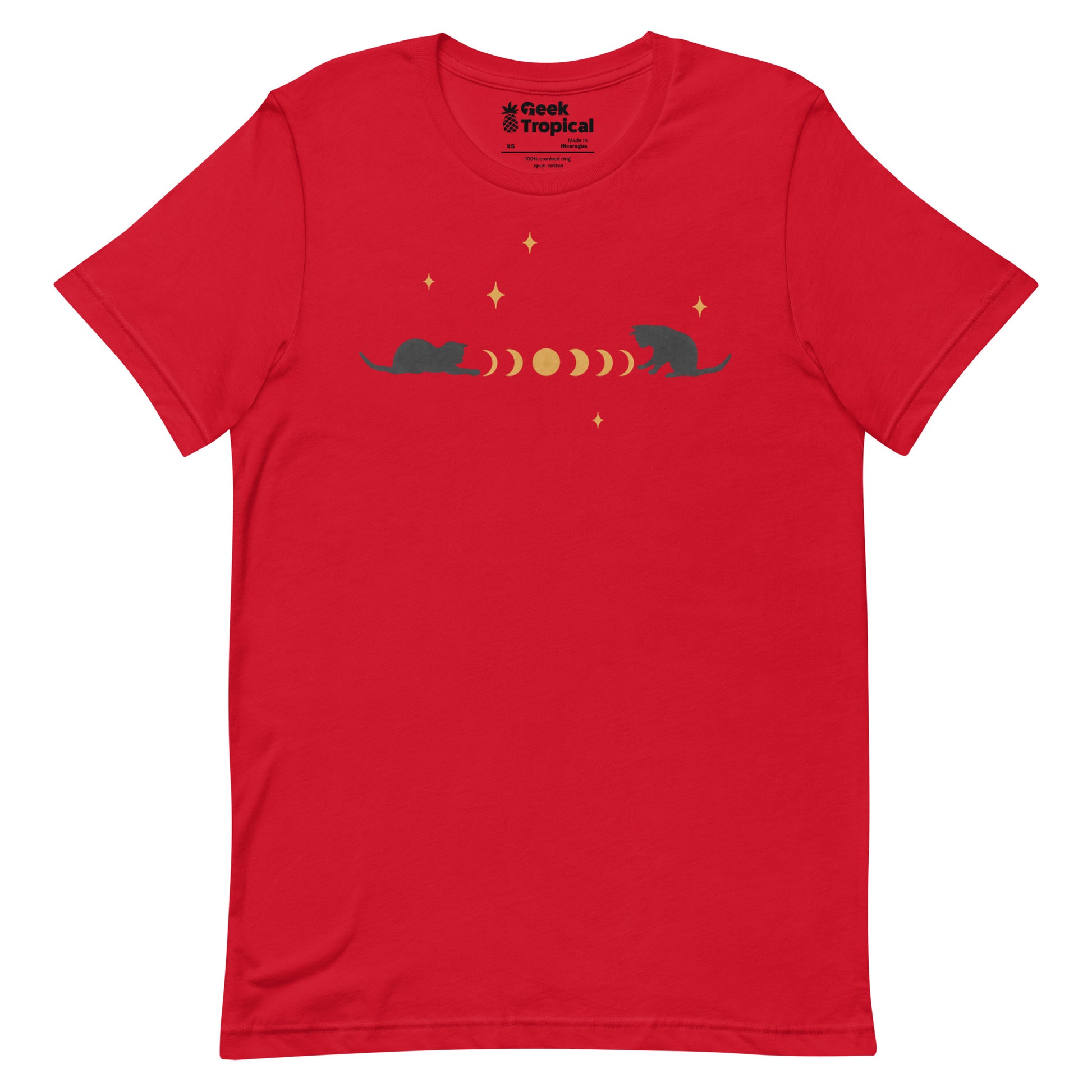 Cat And Moon 3 T-Shirt Geek Nerd Advertise to Meta Animal Patterns Design by Episodic Drawing