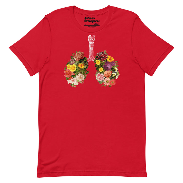 Breathing Spring Flower Lungs Black T-Shirt Geek Nerd Advertise to Meta Botany Print Design by Tobe Fonseca
