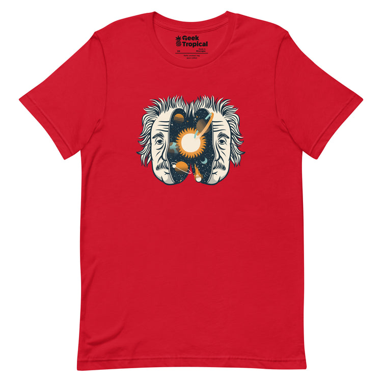 Albert Einstein Head Universe Physics T-Shirt Geek Nerd Advertise to Meta Design by Tobe Fonseca FLOW DESC WRITING
