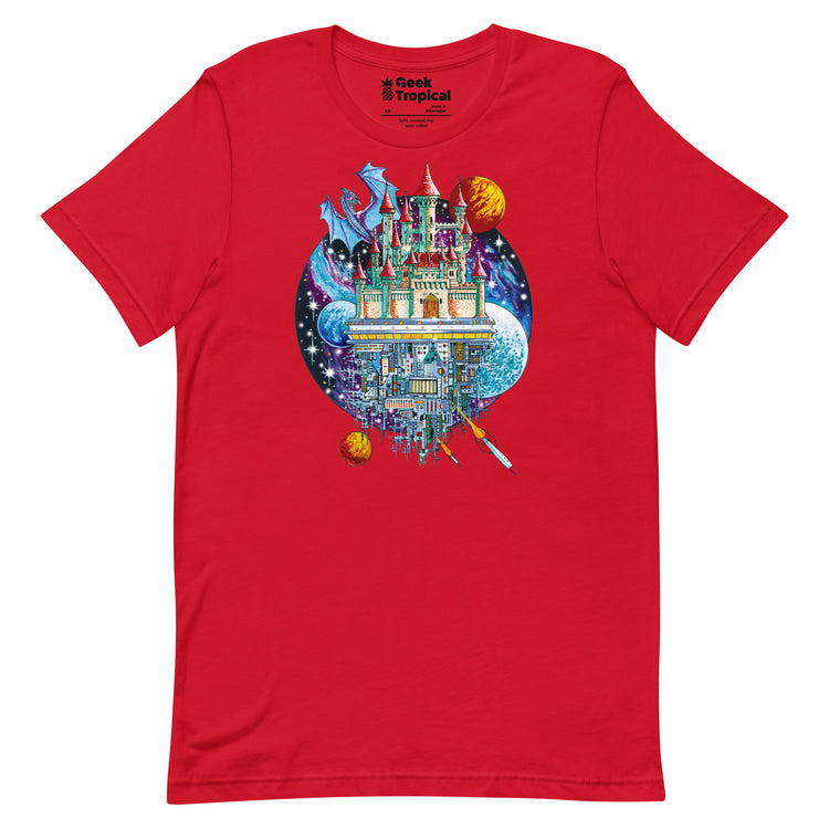 Castle Space City T-Shirt Geek Nerd Advertise to Meta Fantasy Prints FLOW DESC WRITING