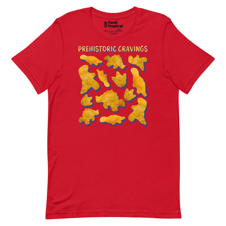 Prehistoric Cravings Dinosaur Chicken Nuggets T-Shirt Geek Nerd Advertise to Meta Design by Random Galaxy dinosaur print