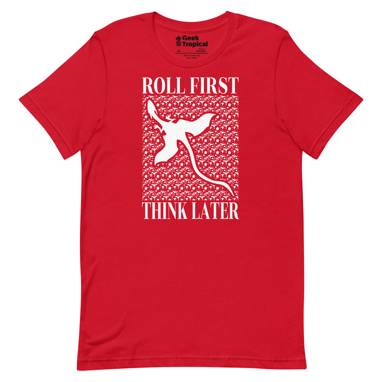Roll First Think Later Dnd Dragons T-Shirt Geek Nerd Advertise to Meta dnd & rpg print Elle