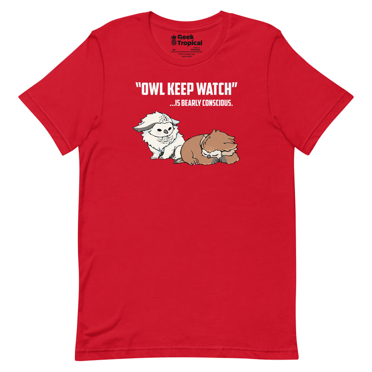 Owl Keep Watch Is Bearly Conscious Owlbears T-Shirt Geek Nerd Advertise to Meta Animal Patterns Design by Ardi Tong