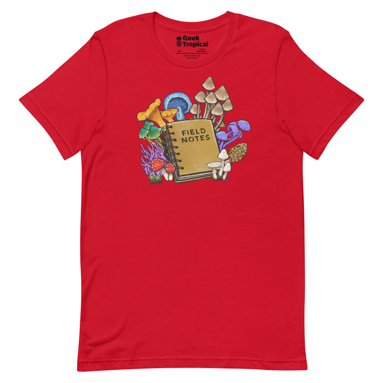 Mushroom Field Notes T-Shirt Geek Nerd Advertise to Meta Botany Print Elle