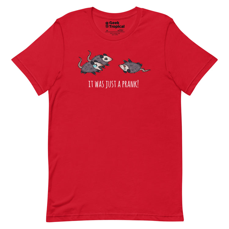 It Was Just A Prank Possum T-Shirt Geek Nerd Advertise to Meta Animal Patterns Design by Ardi Tong