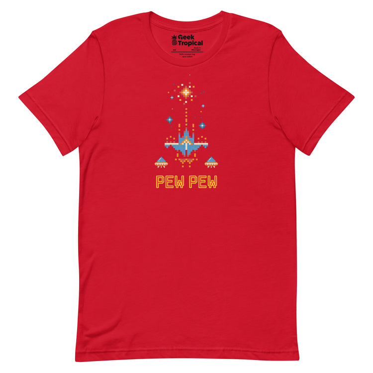 Pew Pew Retro Arcade T-Shirt Geek Nerd Advertise to Meta Elle FLOW DESC WRITING