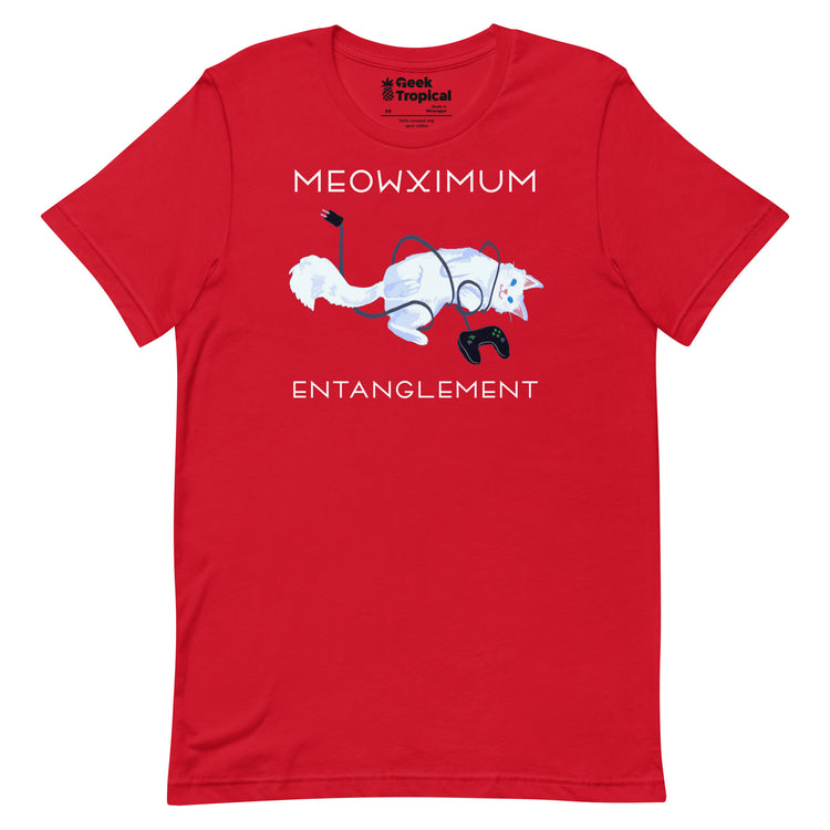 Meowximum Entanglement T-Shirt Geek Nerd Advertise to Meta Animal Patterns Design by Claire Murphy