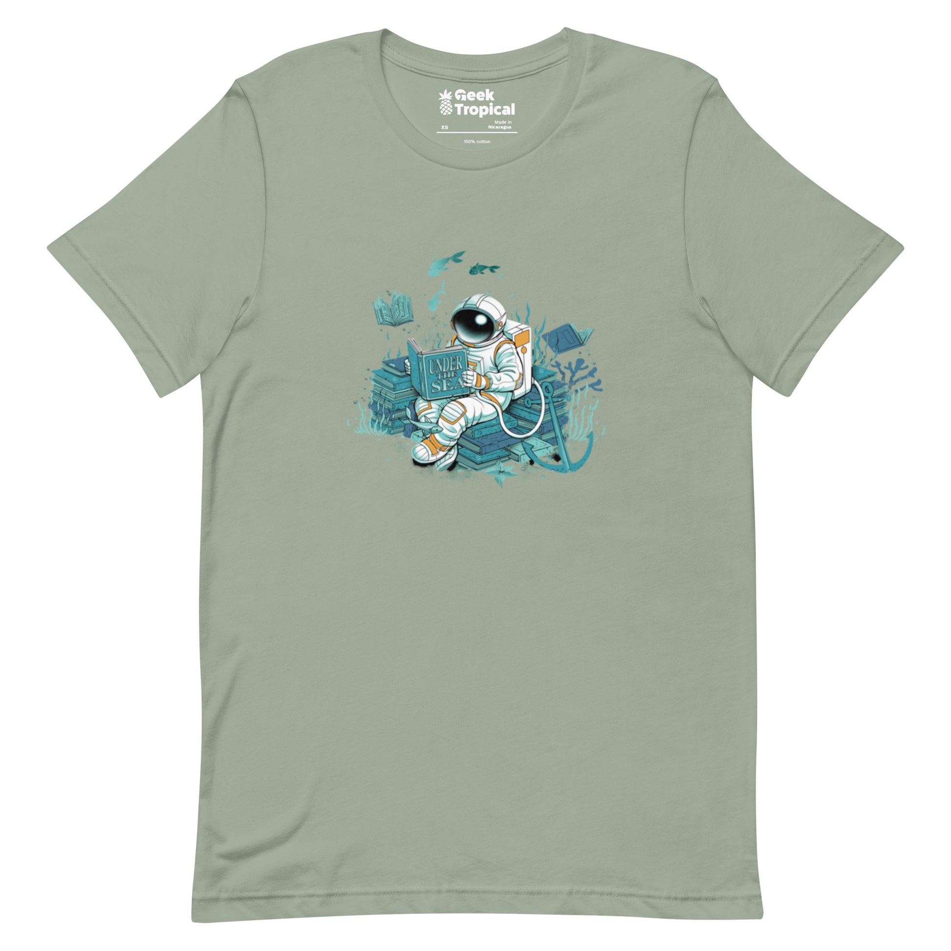 Cosmonaut Reader Under The Sea T-Shirt Geek Nerd Book Prints Design by Tobe Fonseca Marine biology