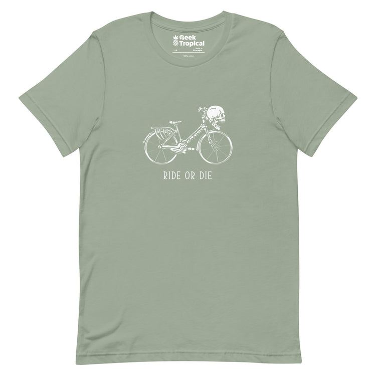 Ride or Die Skeleton Bike T-Shirt Geek Nerd Design by Tobe Fonseca FLOW DESC WRITING Funny Prints
