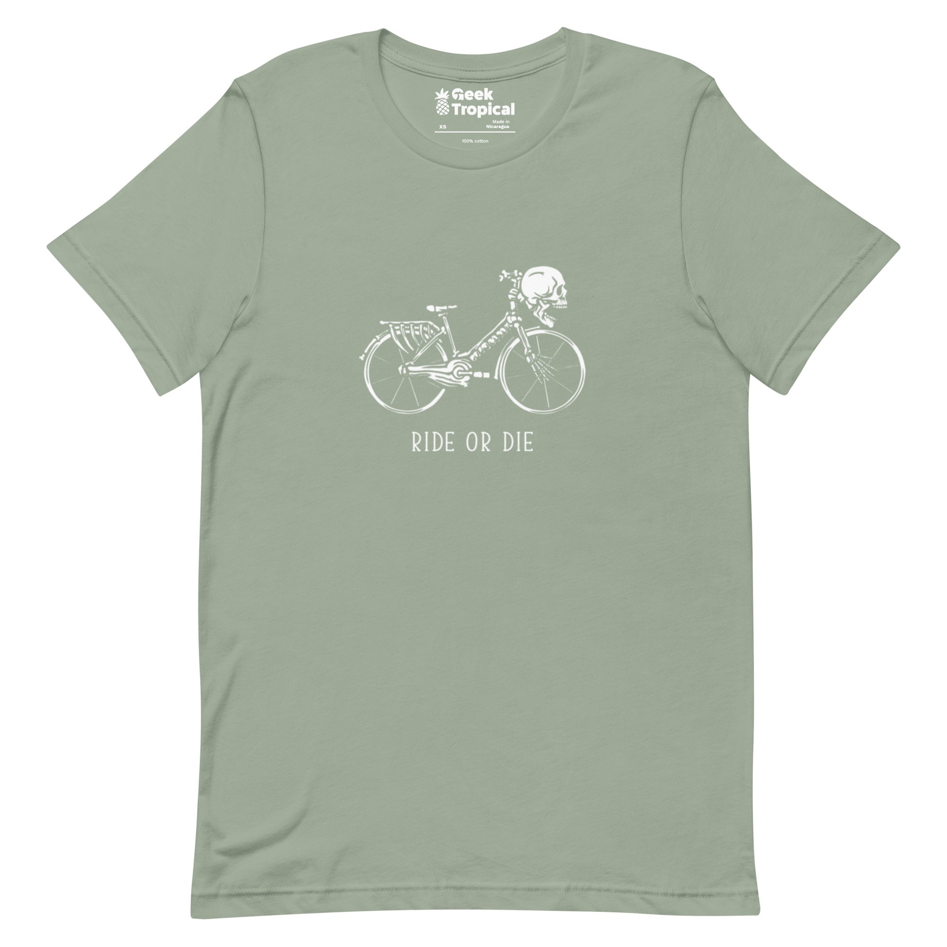 Ride or Die Skeleton Bike T-Shirt Geek Nerd Design by Tobe Fonseca FLOW DESC WRITING Funny Prints