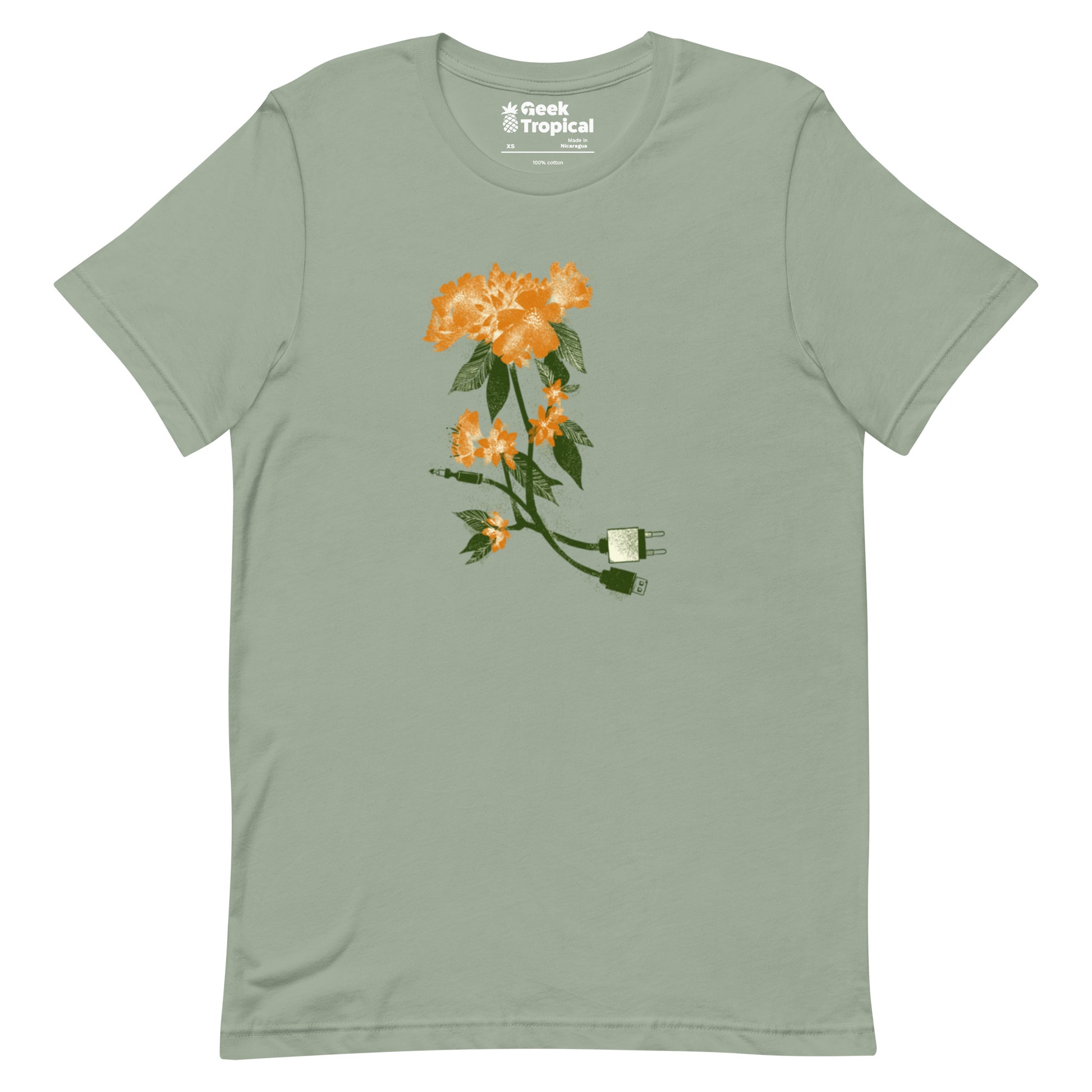 Digital Flower T-Shirt Geek Nerd Botany Print Design by Tobe Fonseca FLOW DESC WRITING