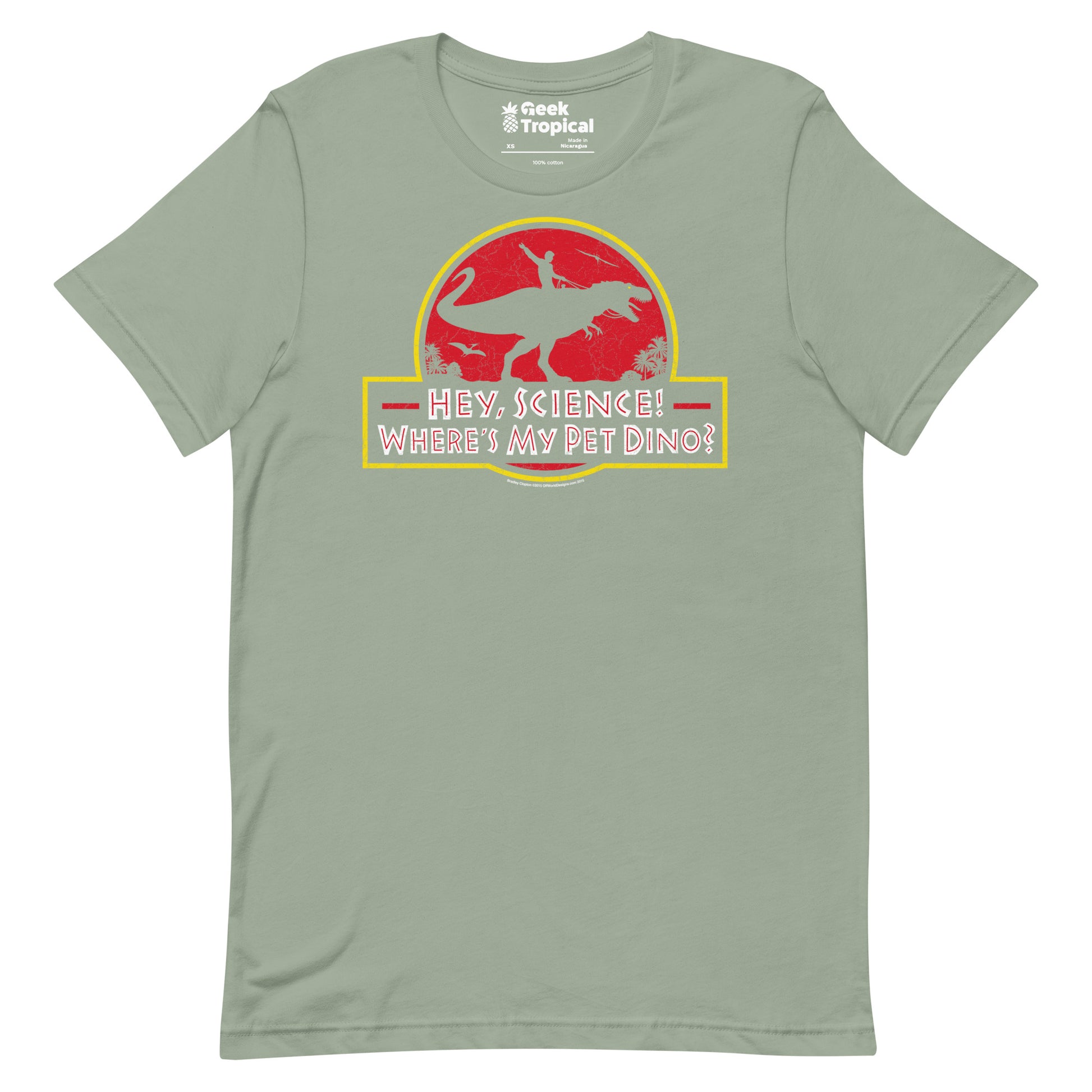 Hey Science t-shirt Geek Nerd Advertise to Meta dinosaur print FLOW DESC WRITING