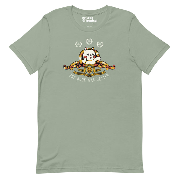 The Book Was Better Cat T-Shirt Geek Nerd Advertise to Meta Animal Patterns Book Prints