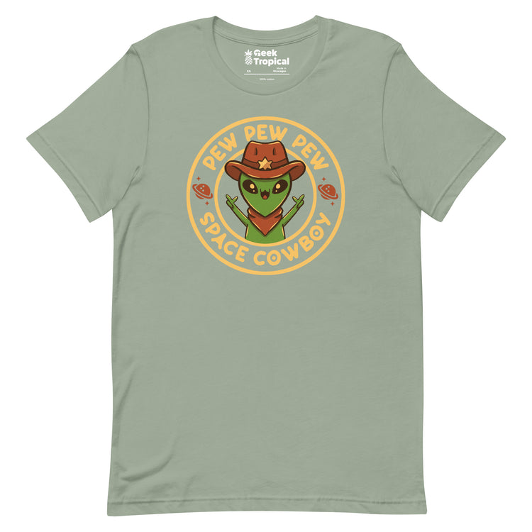 Space Cowboy Funny Alien Brown T-Shirt Geek Nerd Advertise to Meta Design by Tobe Fonseca FLOW DESC WRITING