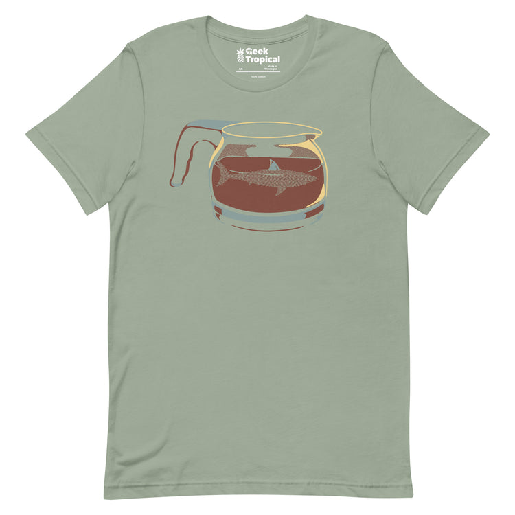 Coffee Jar Shark - Dangerous and Caffeinated T-Shirt Geek Nerd Advertise to Meta Animal Patterns Design by Tobe Fonseca