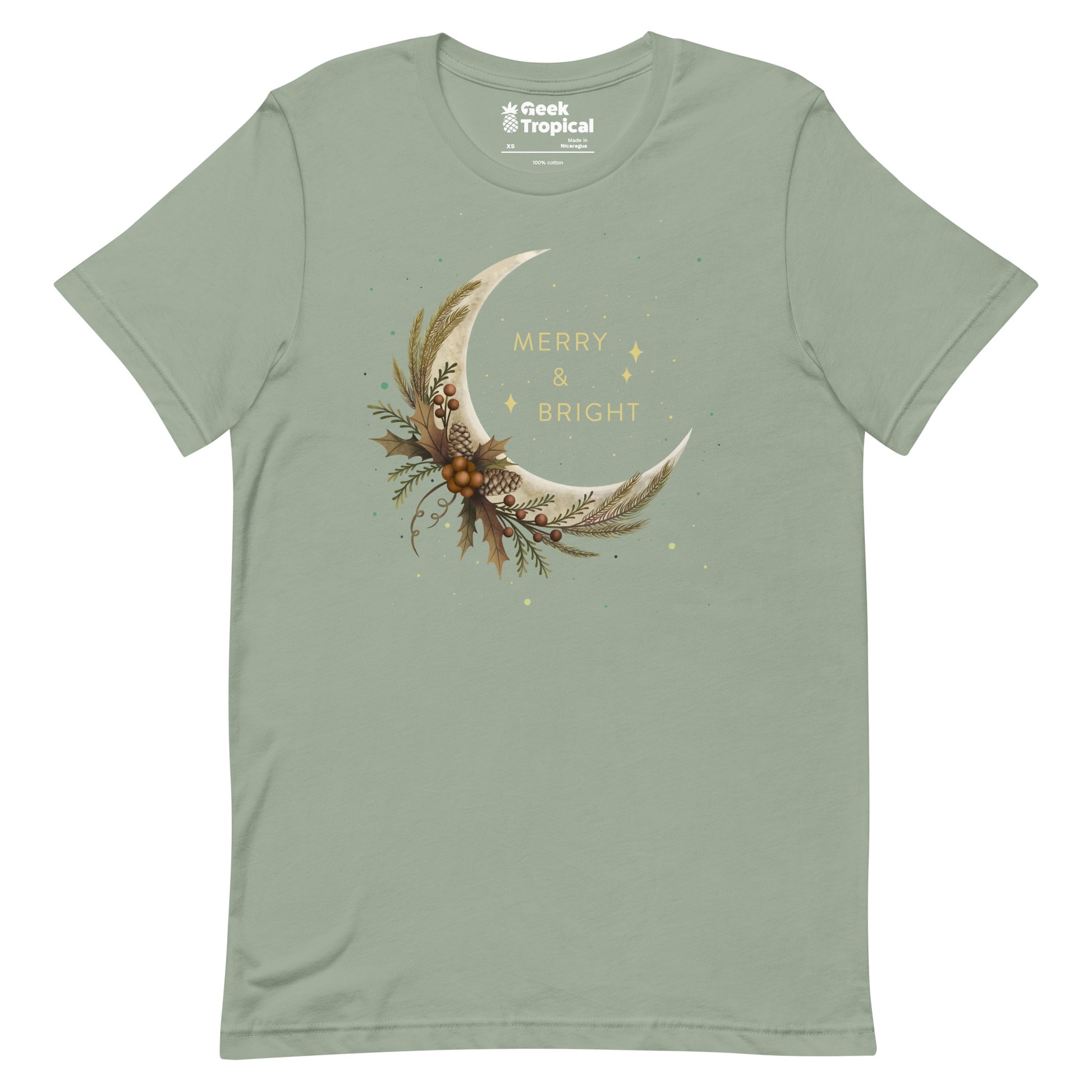 Merry And Bright T-Shirt Geek Nerd Advertise to Meta Christmas Print Design by Episodic Drawing