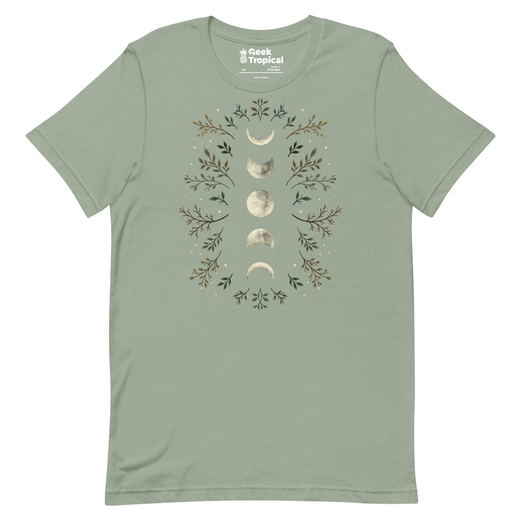 Moonlight Garden Olive T-Shirt Geek Nerd Advertise to Meta Botany Print Design by Episodic Drawing