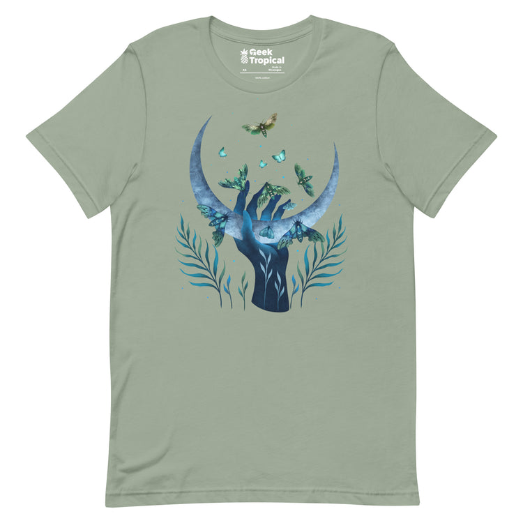 Moth Hand T-Shirt Geek Nerd Advertise to Meta Animal Patterns Design by Episodic Drawing