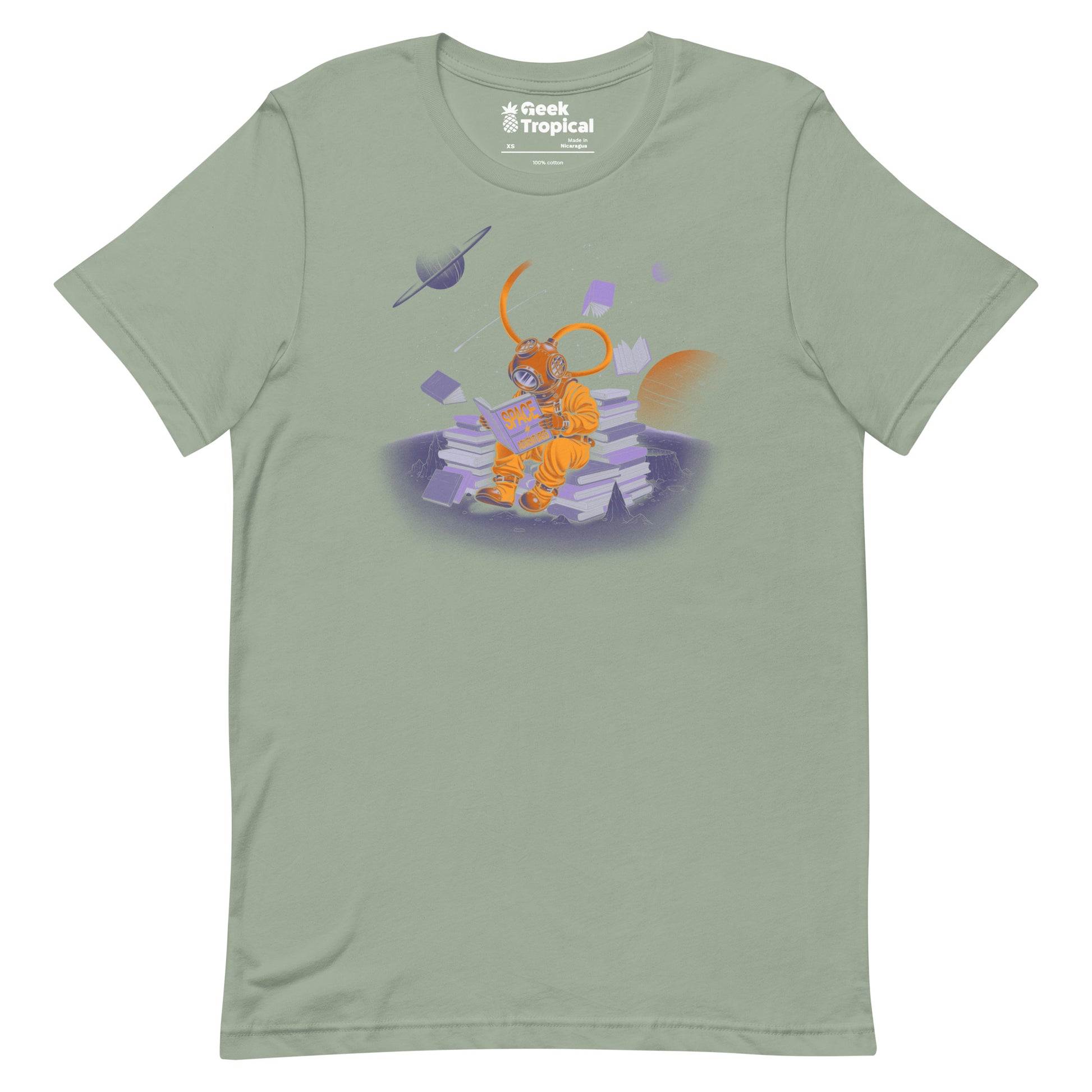 A Reader Lives A Thousand Lives - Diving Dress Space Adventures T-Shirt Geek Nerd Advertise to Meta Book Prints Design by Tobe Fonseca