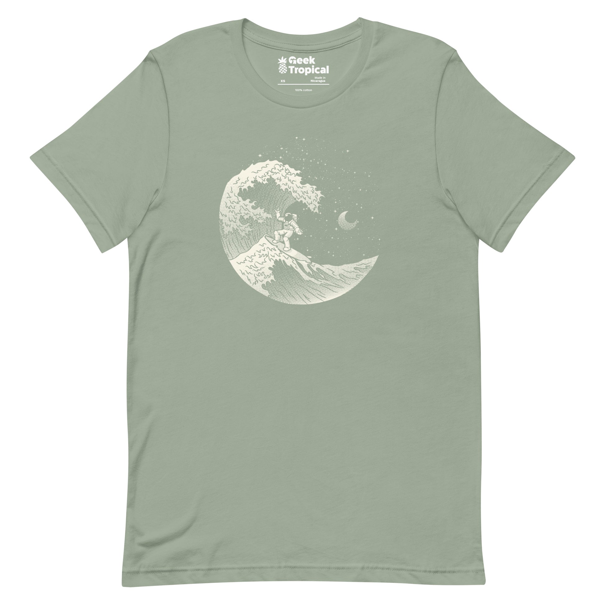 Astronaut Surfing Kanagawa Wave T-Shirt Geek Nerd Advertise to Meta Design by Tobe Fonseca Fantasy Prints