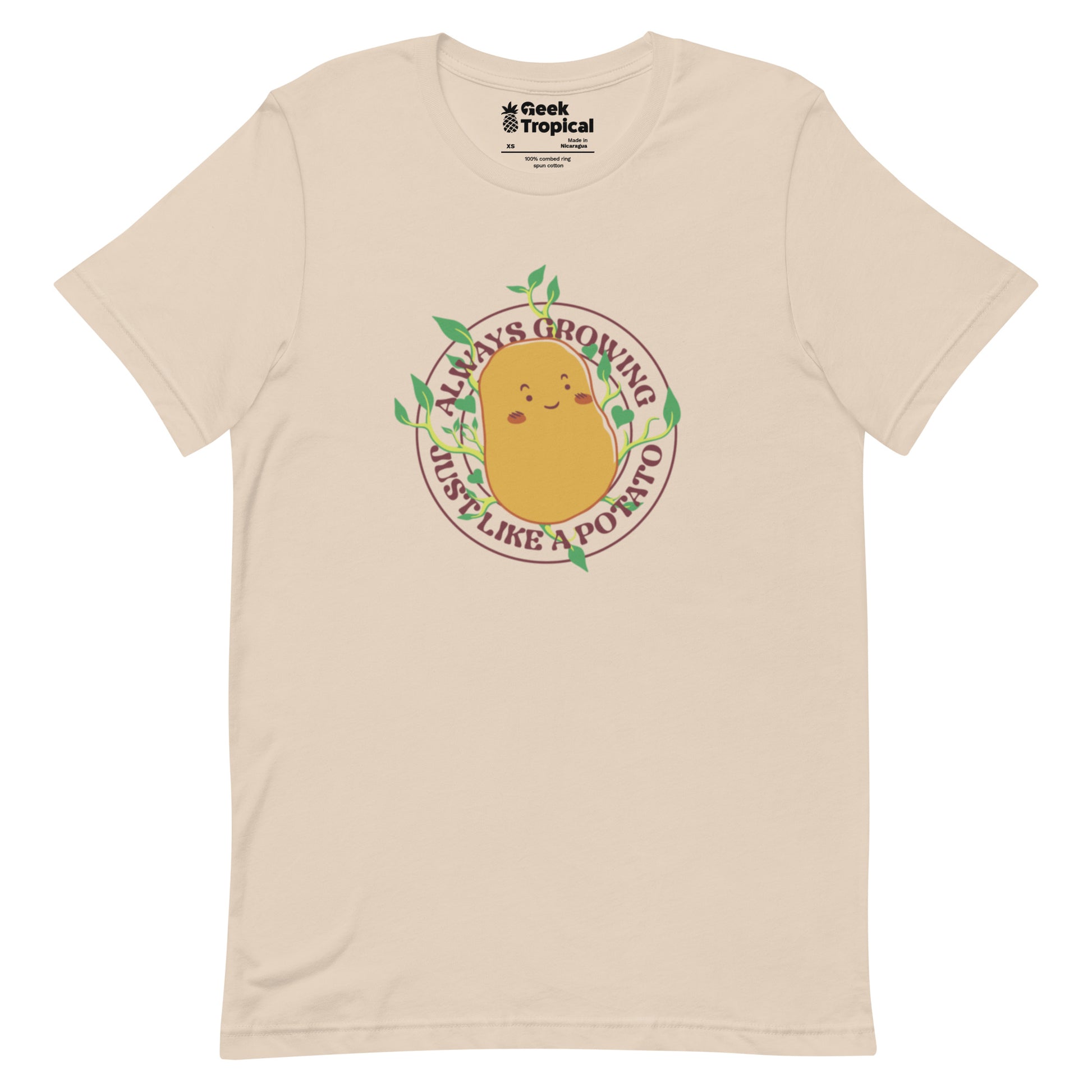 Always Growing Just Like a Potato T-Shirt Geek Nerd Botany Print Design by Tobe Fonseca Funny Prints