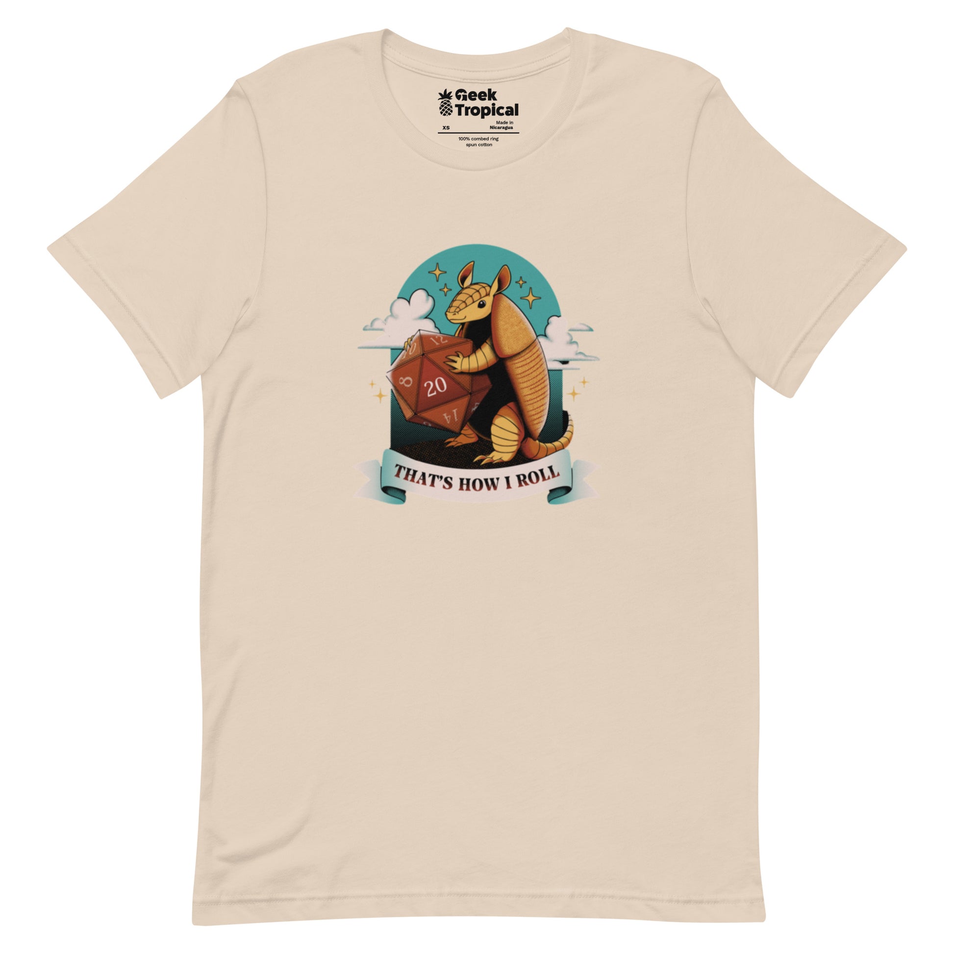 Armadillo Roll DND Dice T-Shirt Geek Nerd Animal Patterns board game print Design by Tobe Fonseca